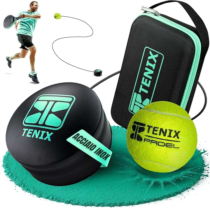 TENIX® Padel Trainer in Acciaio Inox [Non Serve riempirlo d'aqua] Allenamento Padel da Solo per Uomo e Donna | Gioca in Giardino, al Parco o sul Campo | Regalo Divertente per Amanti del Padel!