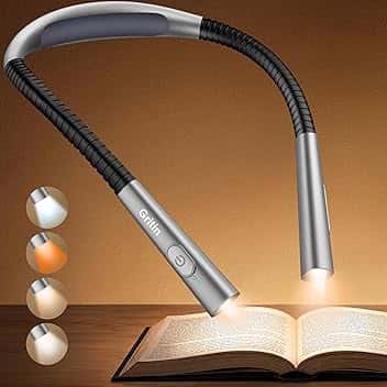 Gritin Luce per Lettura Libri a Letto Collo, LED Luce Lampada da Lettura per Libro, Ricaricabile, Timer da 30 Minuti, 4 Temperature Colore, Dimmerabile Senza Livelli, Perfetta per Notturna Leggere
