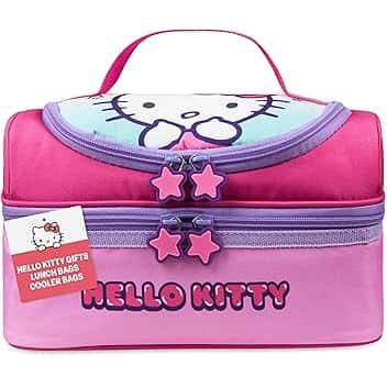 Get Trend Hello Kitty Borsa Porta Pranzo Bambini con Scomparti a Due Piani Spuntini Kawaii Borsa Frigo Pranzo per Picnic Scuola Regali Bambini (Rosa Hello Kitty)