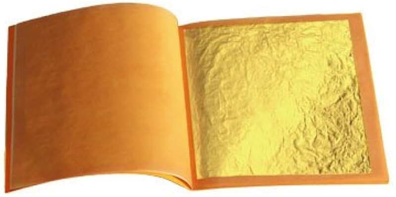 lotto di 10 foglie d'oro commestibili 43 mm X 43 mm 100% puro 24 carati