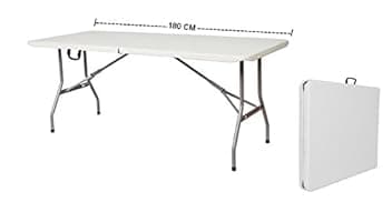 GrecoShop Tavolo/Tavola Pieghevole a Valigetta Piano in Plastica HDPE Perfetto per Picnic Giardino Campeggio Feste Fiera Sagre Terrazza Bar Pub 180cm X 75cm X 74cm (Cod. 5477)