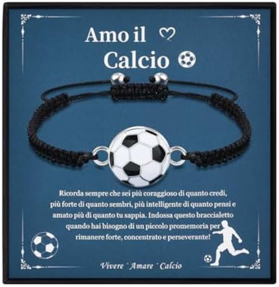 VGWON Regali Braccialetto di Calcio per Ragazzi, Regali di Compleanno e Natale per Ragazzo, Regali per Figli, Nipoti e Fratelli, Braccialetto di Calcio in Pietra Naturale 3D