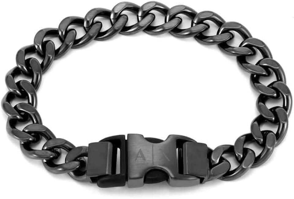 Armani Exchange Bracciale da uomo in acciaio inossidabile con chiusura a fibbia