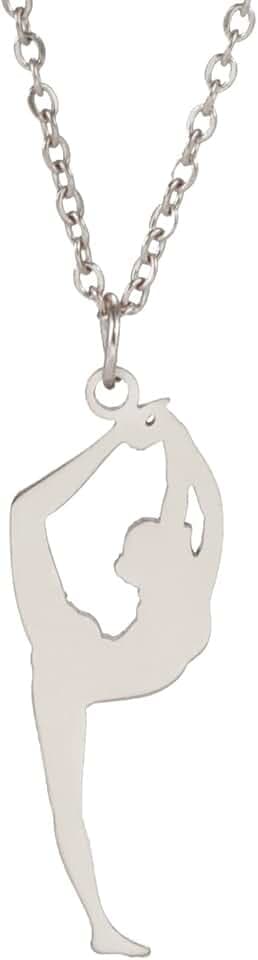 VASSAGO Collana da ginnastica in acciaio inossidabile Ciondolo Charm Ballerina Sport Allenatore Ginnastica Gioielli per Ragazze