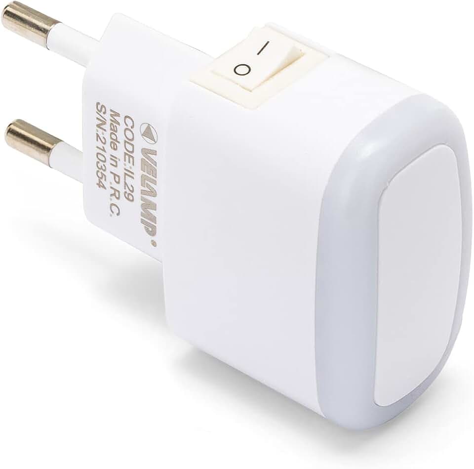 Velamp FROOT Luce notturna LED con pulsante ON/OFF - Compatta ed elegante, illuminazione naturale – Salvaspazio - Perfetta per camere da letto, corridoi, bagni e camerette – Colore Bianco