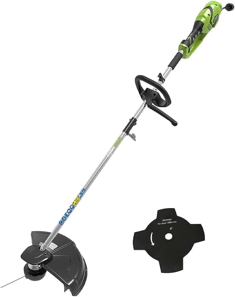 Greenworks Tagliabordi e Decespugliatore Elettrico 230V 1200W Taglio 40cm 2mm filo/coltello 5500 rpm, Maniglia Regolabile Potenza Motore GST1246