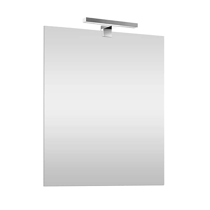 Inbagno Specchio con Lampada LED Reversibile, COMPLETA di luce LED cromata da 30 cm a risparmio energetico (Luce Naturale, 50x60 Reversibile)