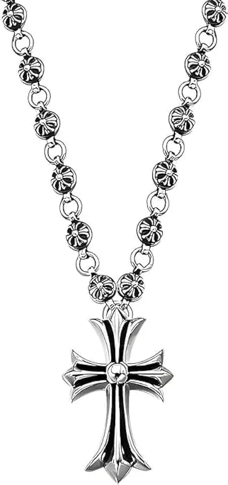 azttior Collana Croce in Acciaio Inossidabile per Uomo e Donna | Lunghezza Catena 50 cm | Design Classico e Elegante, Gioielli Religiosi Cristiani | Ciondolo Croce in Argento Resistente e Durevole