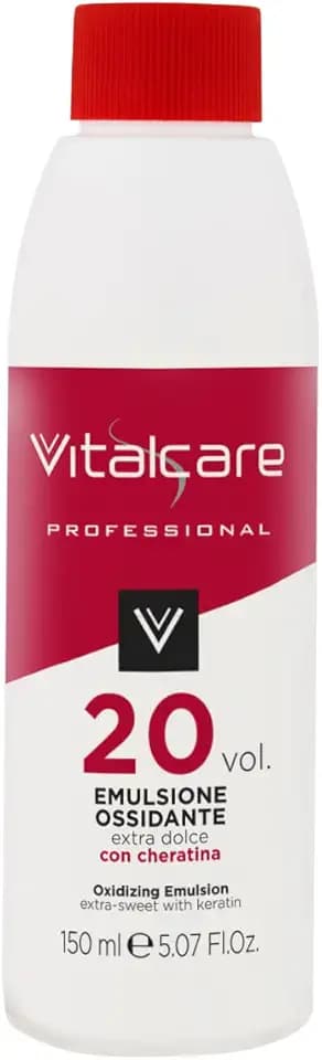 Vitalcare | Emulsione Ossidante 20 Volumi, Ossidante per Capelli Extra Dolce con Cheratina, Ravvivante Colore, Compatibile con Creme Coloranti, 150 ml Compact by Design (certificazione sviluppata da Amazon)
