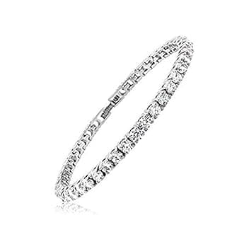 Light-Jewelry Bracciale Tennis Uomo Donna con Zirconi, Placcato Oro Bianco 18k, Design di Alta Qualità Fatto a Mano, adatta per ogni evento