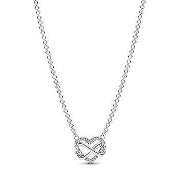 PANDORA Moments - Collana cuore infinito placcata in oro 14k con pietre di zirconia cubica incolori