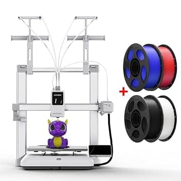 Anycubic Kobra X Multicolore Stampante 3D & PLA+ Filamento Nero&Bianco&Rosso&Blu 4KG, Stampa a 4 Colori, Velocità Elevata di 600 mm/s