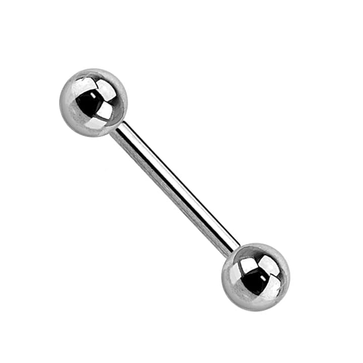 WARRIOR Piercing alla Lingua Barbell Sterile in Acciaio Chirurgico 316L 14G(1,6mm) con due Sfere a 4/5/6mm Lunghezza 12/14/16/18/20/22mm