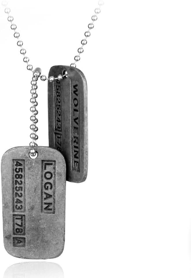XIGAWAY Wolverine - Collana con doppio ciondolo ispirato agli X-Men, catena in lega di metallo con ciondoli con logo (regolabile da 21 a 50 cm), 1, Metallo, Nessuna pietra preziosa