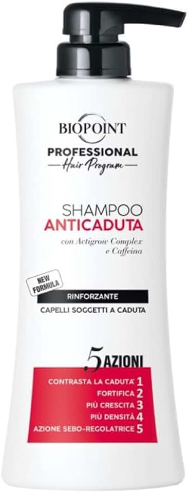 Biopoint Professional Hair Program - Shampoo Anticaduta Capelli 5 Azioni, Formula Rinforzante con Actigrow Complex e Caffeina, Dona Capelli Forti e Morbidi, Effetto Seboregolatore, 400 ml