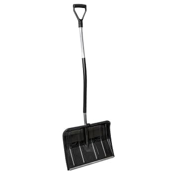 Pala da neve ergonomica e stabile, lama da 46 cm con bordo in metallo, manico in acciaio verniciato a polvere e impugnatura morbida a D, pala da neve resistente all'inverno (130 cm di lunghezza totale