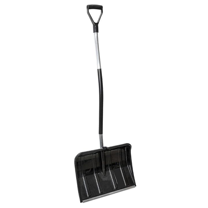 Pala da neve ergonomica e stabile, lama da 46 cm con bordo in metallo, manico in acciaio verniciato a polvere e impugnatura morbida a D, pala da neve resistente all'inverno (130 cm di lunghezza totale