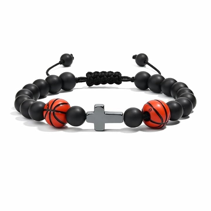 Luxorium Luxorium Regali Comunione Maschio Bracciale Bambino Comunione Basket Pietra Naturale Regolabile Idea Regalo per Cresima e Confermazione