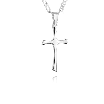 fish Ciondolo a forma di croce in argento Sterling 925 per ragazzi e ragazze