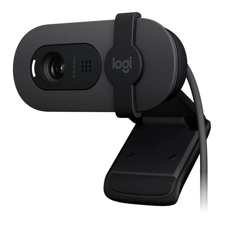 Logitech Brio 105 webcam professionale Full HD 1080p con correzione automatica illuminazione, USB-A, copriobiettivo, configurazione facile, compatibile con Windows, macOS, ChromeOS - Grafite