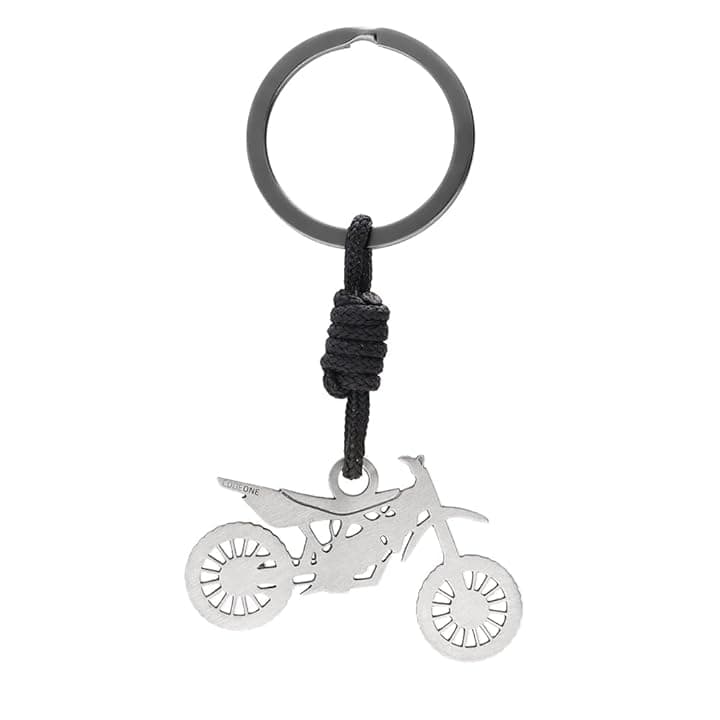 CODEONE Portachiavi Montgai con Nodo in Nylon Nero 2mm | Acciaio Inossidabile | Design Artigianale Sportivo | Motocross | Confezione Regalo
