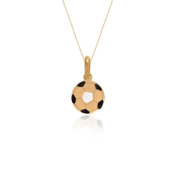 Sakrami Collana per bambini in oro 9 carati con pendente a forma di Pallone da Calcio smaltato – Gioielli sportivi per bambini e ragazzi – Idea regalo per Compleanni, Comunioni e Cresime + Confezione Regalo