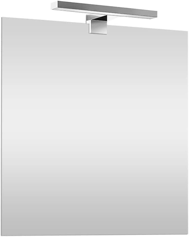 Inbagno Specchio con Lampada LED Reversibile, COMPLETA di luce LED cromata da 30 cm a risparmio energetico (Luce Naturale, 60x80 Reversibile)