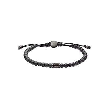 Fossil Bracciale da uomo in acciaio inossidabile o semiprezioso con chiusura a cursore