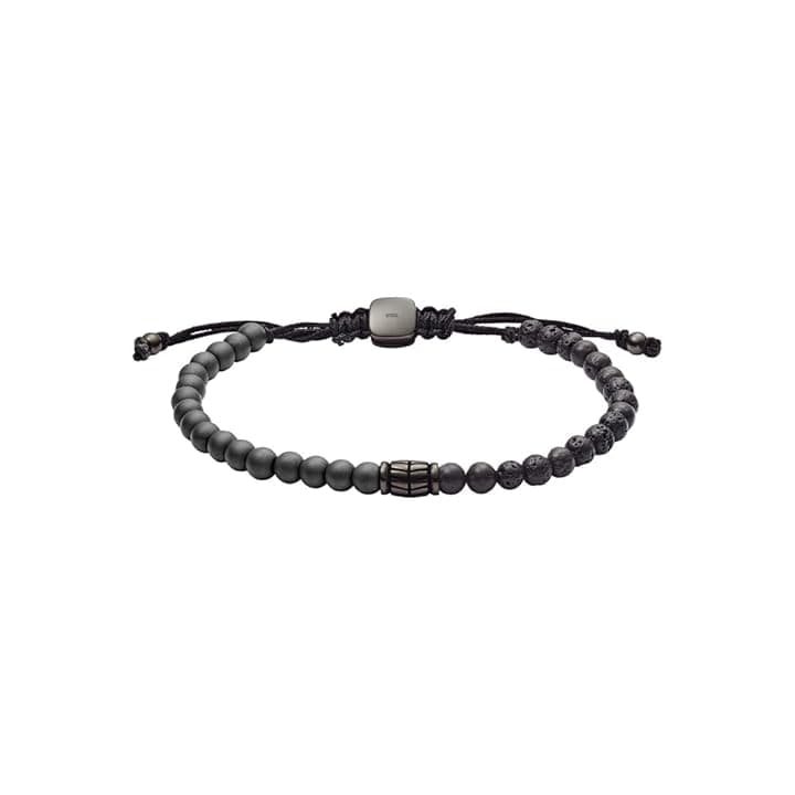 Fossil Bracciale da uomo in acciaio inossidabile o semiprezioso con chiusura a cursore