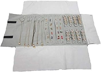 Centeraly Casa Viaggio Gioielli Custodia Rotolo Borsa Organizer Pieghevole Velluto Gioielli Conservazione Borsa Organizer per Collana Bracciale Orecchini Anello - Grigio