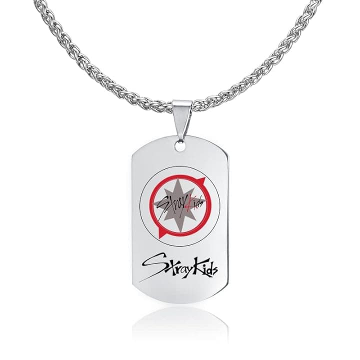 ZHENGGE Kpop Stray Kids Collana con ciondolo a forma di merch, per bambini, in acciaio inox, per regali, Acciaio inossidabile