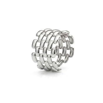 SAGA GIOIELLI Anello donna a fascia intrecciato regolabile in acciaio Inox - Regalo donna - Fidanzata - Confezione Regalo