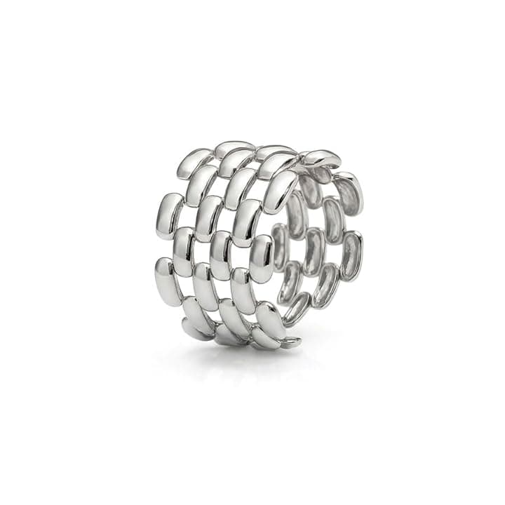 SAGA GIOIELLI Anello donna a fascia intrecciato regolabile in acciaio Inox - Regalo donna - Fidanzata - Confezione Regalo