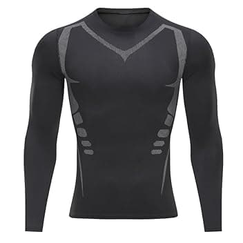 Maglietta Compressione Uomo Traspirante da Asciugatura Rapida Maglia Termica Manica Lunga per Allenamento Palestra Corsa