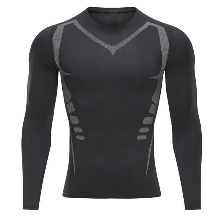 Maglietta Compressione Uomo Traspirante da Asciugatura Rapida Maglia Termica Manica Lunga per Allenamento Palestra Corsa