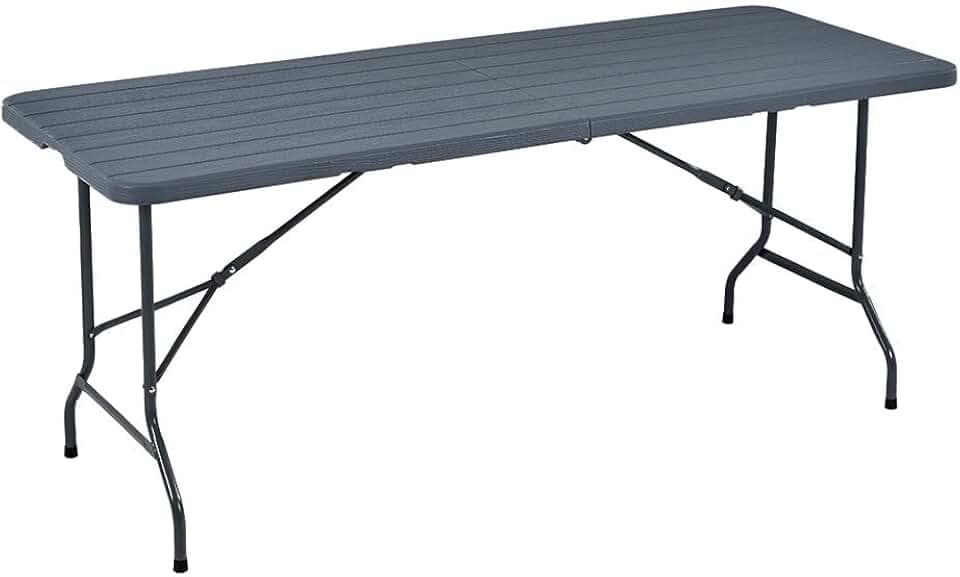 Hortan Tavolo Pieghevole Rettangolare Multifunzione Con Piano In Resina E Struttura Richiudibile Salvaspazio In Acciaio, Per Arredo Esterno, Interno, Giardino, Terrazzo, Pic Nic e Campeggio