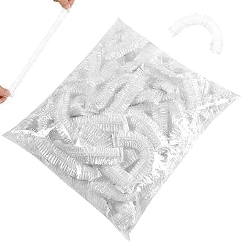 SQUADO 100 Sacchetti di Conservazione Freschi, Sacchetti Alimenti, Copri Recipienti, Design Bocca Elastica, Sacchetti Trasparenti Copri Alimenti con Elastico per Mantenere Freschi Cibi e Verdure
