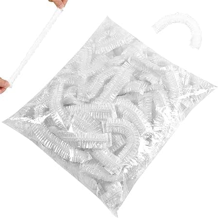 SQUADO 100 Sacchetti di Conservazione Freschi, Sacchetti Alimenti, Copri Recipienti, Design Bocca Elastica, Sacchetti Trasparenti Copri Alimenti con Elastico per Mantenere Freschi Cibi e Verdure