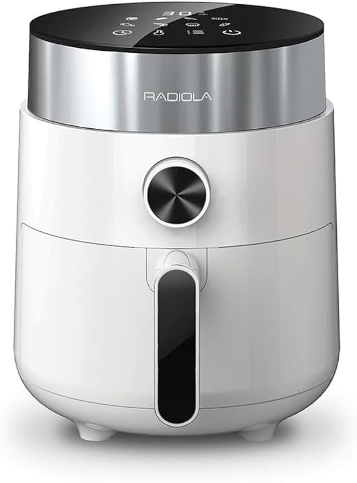 Friggitrice ad Aria Digitale, 2,5L, 1200W, Timer 30 Minuti, Temperatura Regolabile 80-200°C, Cestello Antiaderente Lavabile RADF31225W RADIOLA