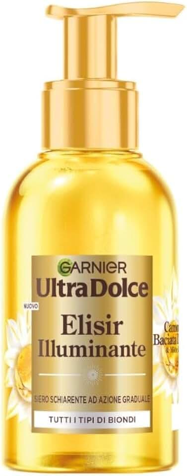 Garnier Siero Schiarente Illuminante, Per Capelli Biondi, Capelli più Biondi in Soli 3 Usi, Lucentezza Immediata e Nutrimento Intenso, Con Camomilla e Miele di Fiori, Ultra Dolce, 120 ml