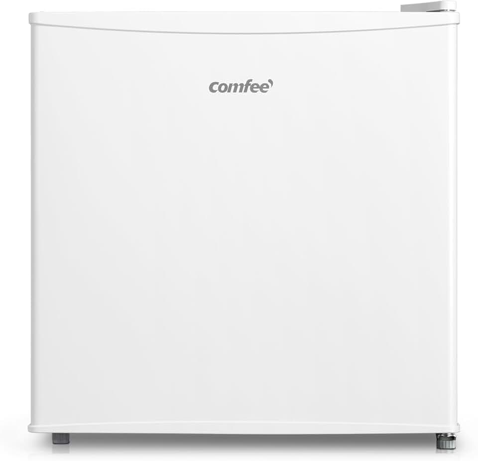 COMFEE' RCD50WH2(E) Mini frigo bar 43L e zona refrigerante, Frigorifero piccolo Monoporta, Silenzioso, Adatto per Hotel, Casa, Ufficio, 47.2 x 45 x 49.2 cm, Bianco