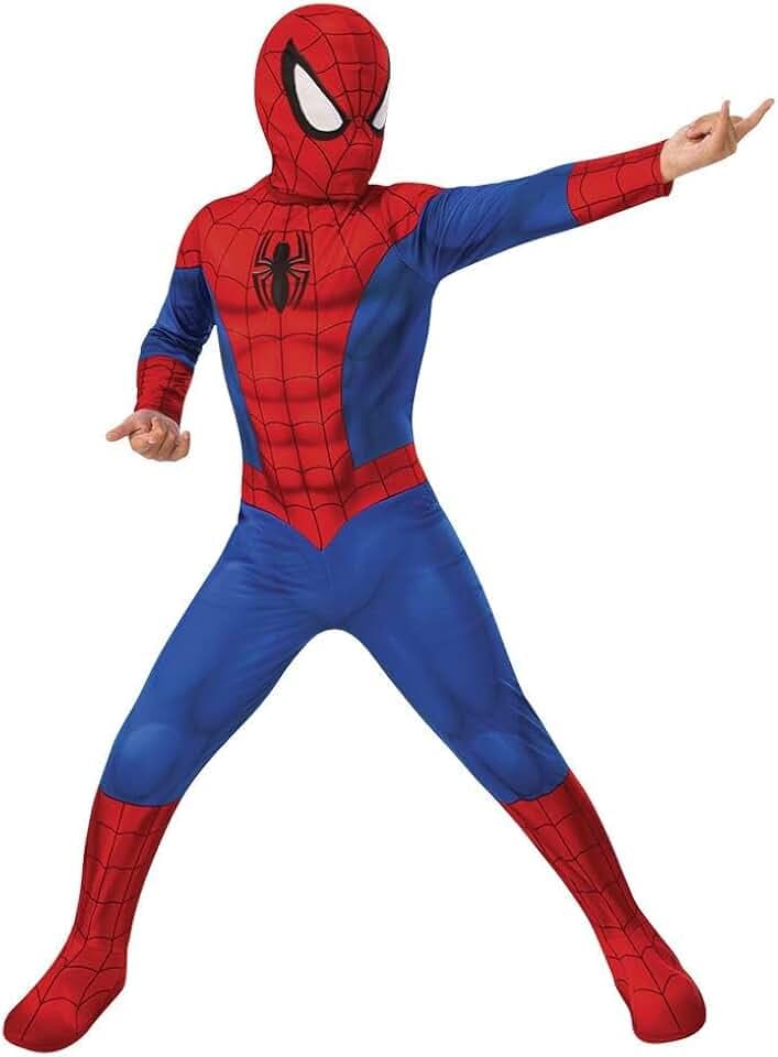 Rubie's Official Marvel Spider-Man Flat Chest Classic Child Costume, Kids Superhero Fancy Dress