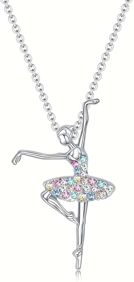 Visxcnu Visxcnu Collana in Argento 925 con Ciondolo a Forma di Angelo,Pendente Collana con Ciondolo a Forma di Ballerina, per Bambine,Ragazze,Ideale Come Regalo per la Prima Comunione