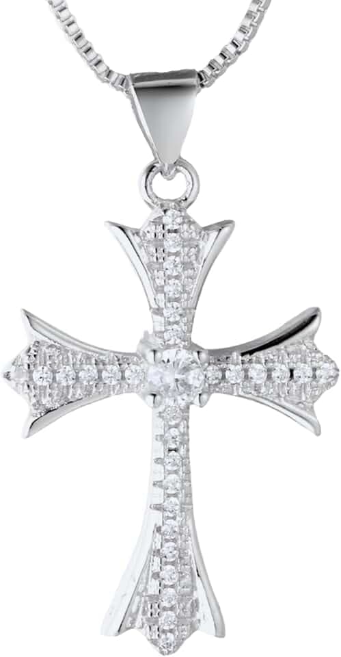 HALUKAKAH Collana Pendente Croce per Ragazzi, 4,0 ct Diamanti Coltivati in Laboratorio, Placcato in Oro Giallo 18K/Oro Bianco Platino Argento Sterling 925, Catena a Scatola 40/45cm, Gioielli Religiosi