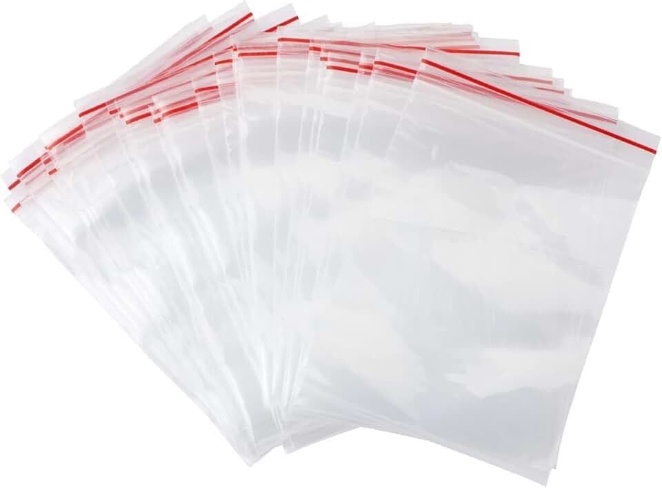 Carehabi 100 sacchetti con zip, richiudibili, trasparente con cerniera, di plastica (10 x 15)