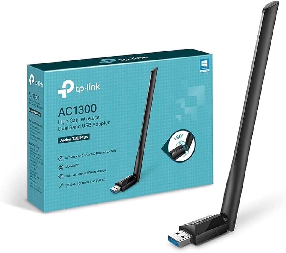 TP-Link Archer T3U Plus Chiavetta WiFi AC1300Mbps, Alto Guadagno, Wireless Dual Band, Adattatore USB, Antenna WiFi Usb per PC, MU-MIMO, Beamforming, WPA3, Windows 11/10/8.1/8/7/XP, Mac OS