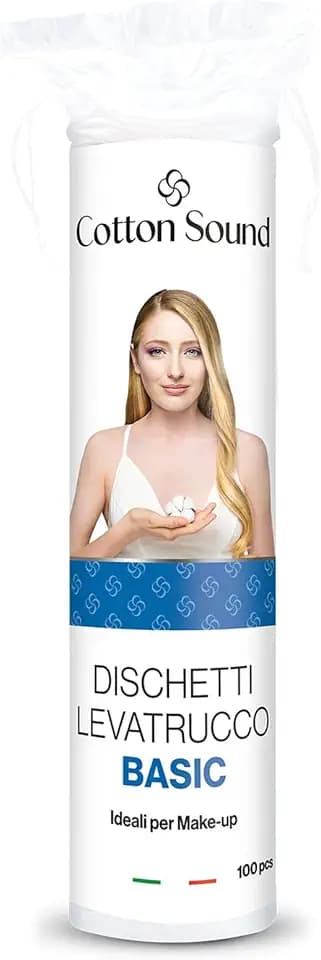 COTTON SOUND BASIC Dischetti Struccanti 100 Pezzi, Dischetti 100% Cotone, Adatti a Tutti i Tipi di Pelle, Ideali per la Rimozione del Trucco, Made in Italy