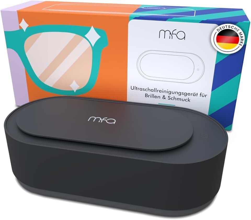 mfa mfa® | Dispositivo per la Pulizia a Ultrasuoni per Occhiali, Braccialetti, Gioielli in Argento (Bagno D'argento) e Strumenti | Pulitore a Ultrasuoni | Sterilizzazione | Ultrasonic cleaner