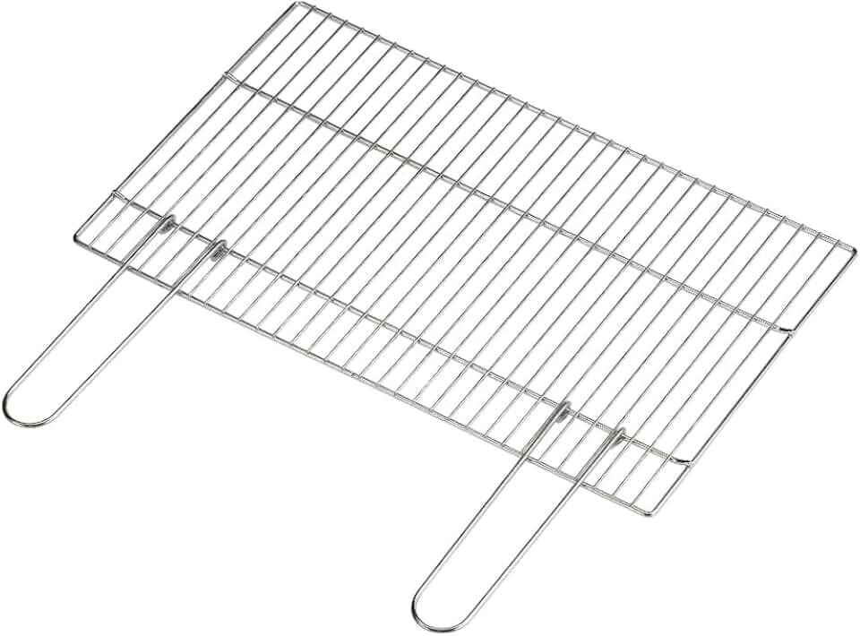 Griglia per Barbecue in Acciaio Cromato, 67x40 cm, Manici Richiudibili, Regolabile per Barbecue a Muratura e Portatili