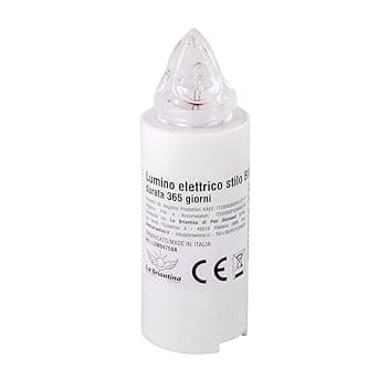 La Briantina Lumino Elettrico a Led Stilo, Durata 365 Giorni, Bianco con Luce Fissa Tremolante, h9.5xø3 cm